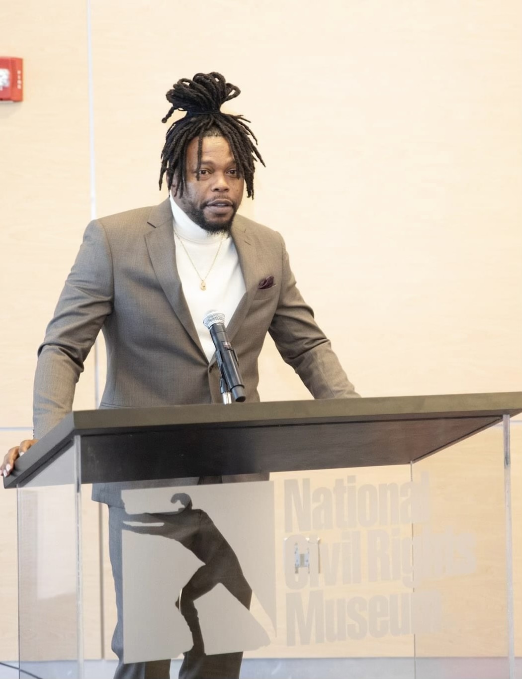 Austin T. Wyatt Sr. speaking at the National Civil Rights Museum